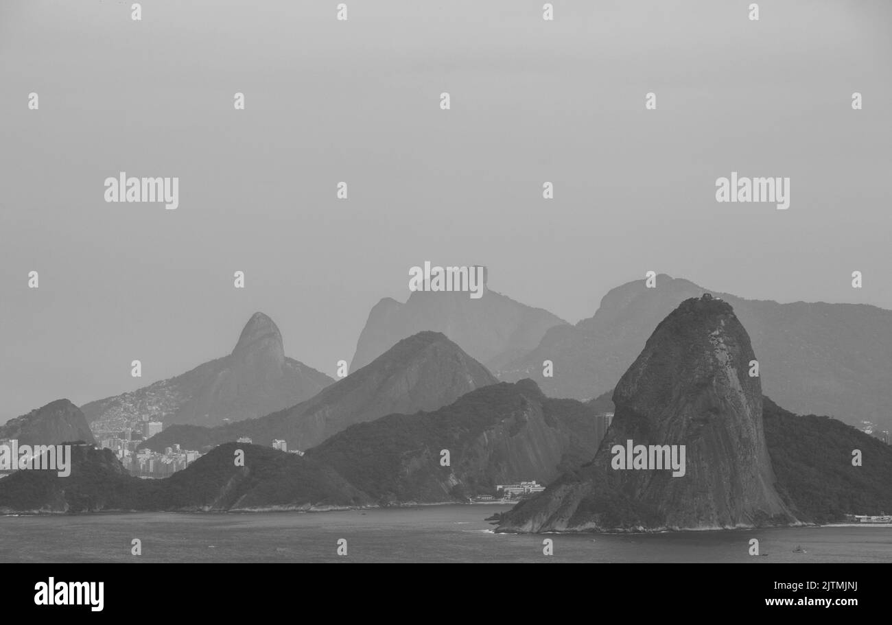 view from the top of the park of the city ( parque da cidade ) of niteroi in rio de janeiro Brazil. Stock Photo