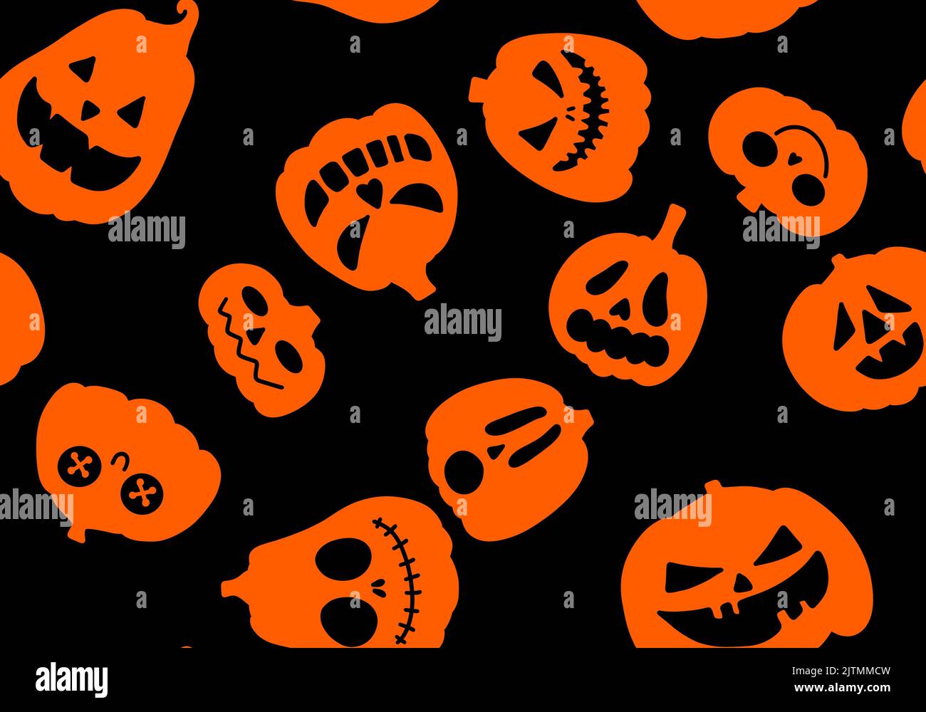 Halloween seamless pumpkins and witch hat and ghost pattern for fabrics ...