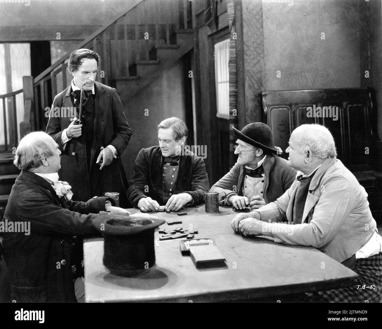 GUSTAV von SEYFFERTITZ  LIONEL BARRYMORE and FRANK AUSTIN in THE BELLS 1926 director / scenario JAMES YOUNG play Le Juif Polonais by Alexandre Chatrian and Emile Erckmann English stage adaptation Leopold Lewis Chadwick Pictures Corporation Stock Photo