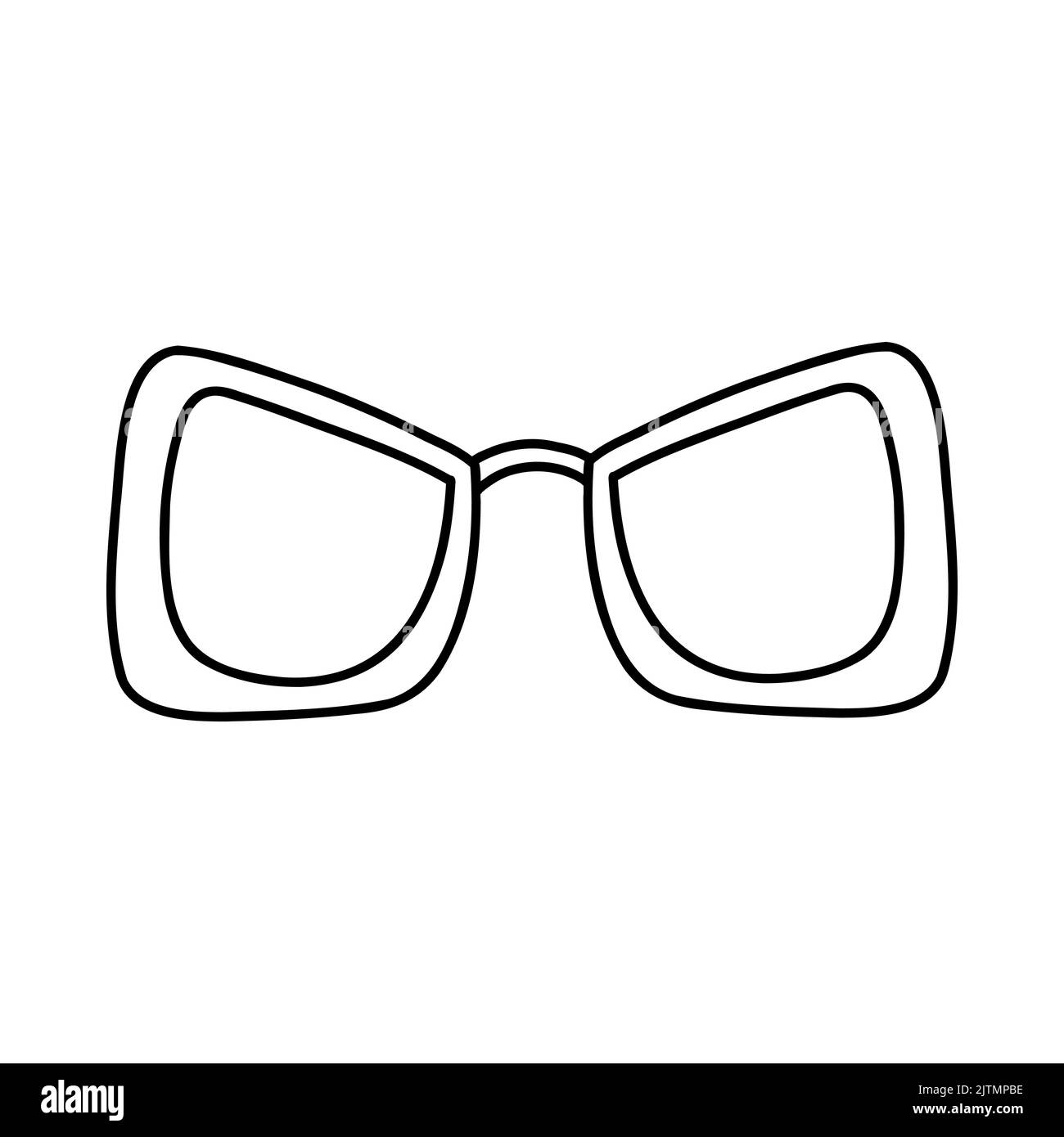 Hand Drawn Doodle Glasses Vector Sketch Illustration Of Black Outline Eyeglasses Linear Icon