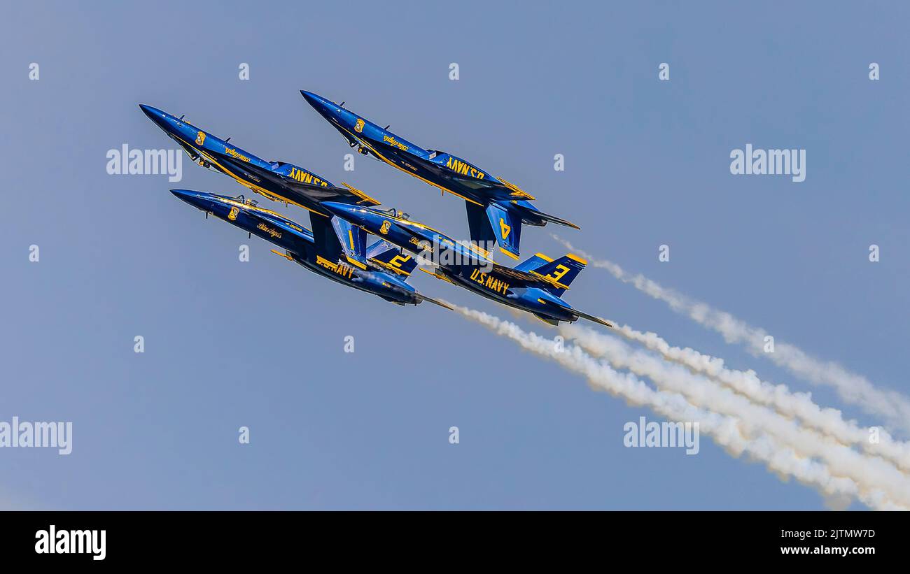 The US Navy Blue Angels aerial demonstration team performing at Thunder