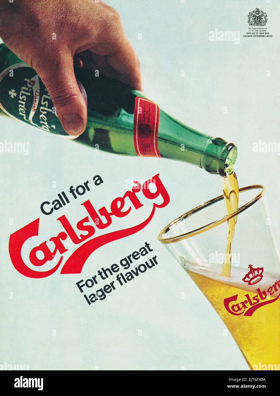 1965 British advertisement for Carlsberg lager beer. Stock Photo
