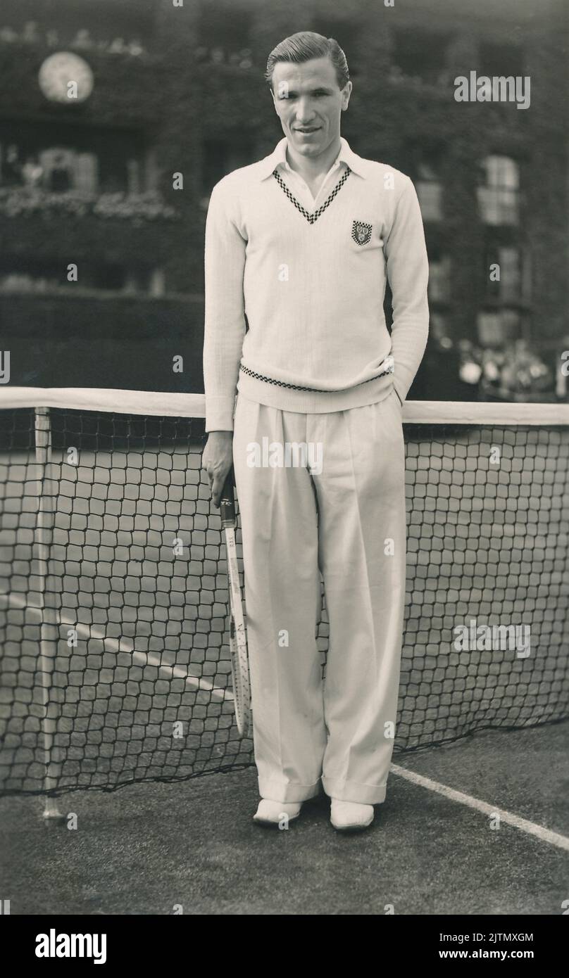 Vintage photograph of Ronald Shayes, Davis Cup tennis player in 1938 and 1939. He was killed during his RAF training in 1940. Stock Photo