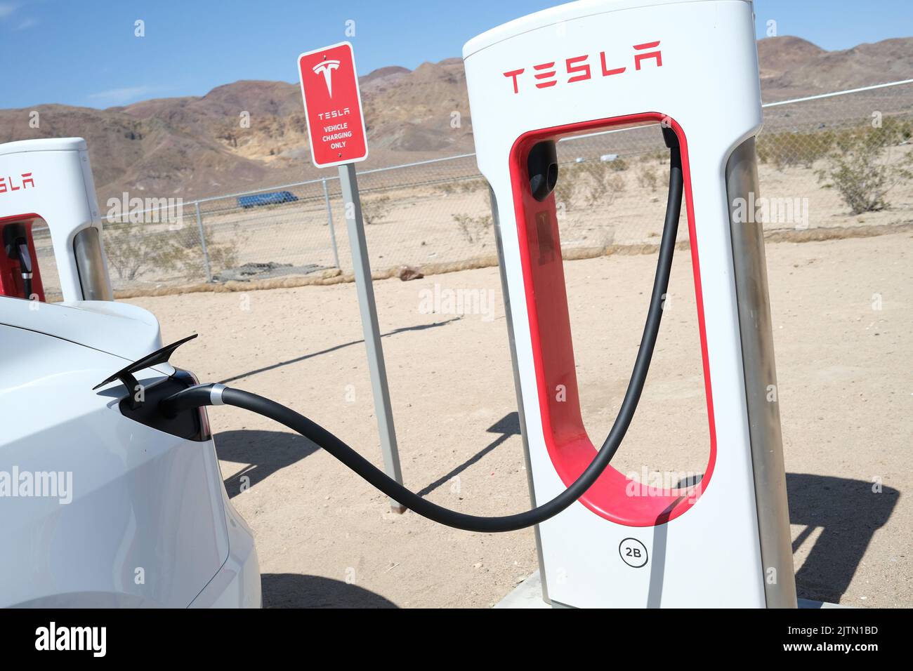 Tesla charging station at EddieWorld Stock Photo Alamy