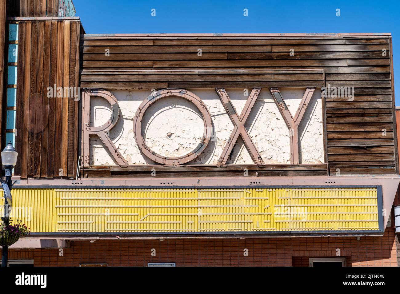 Shelby, Montana July 2, 2022 The abandoned Roxy movie theater with