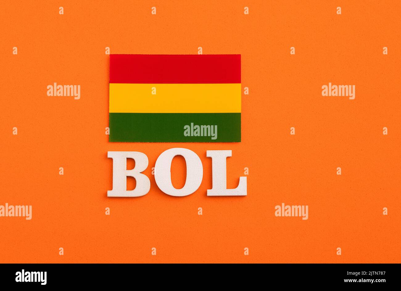 BOL acronym of the country Bolivia with its flag Stock Photo