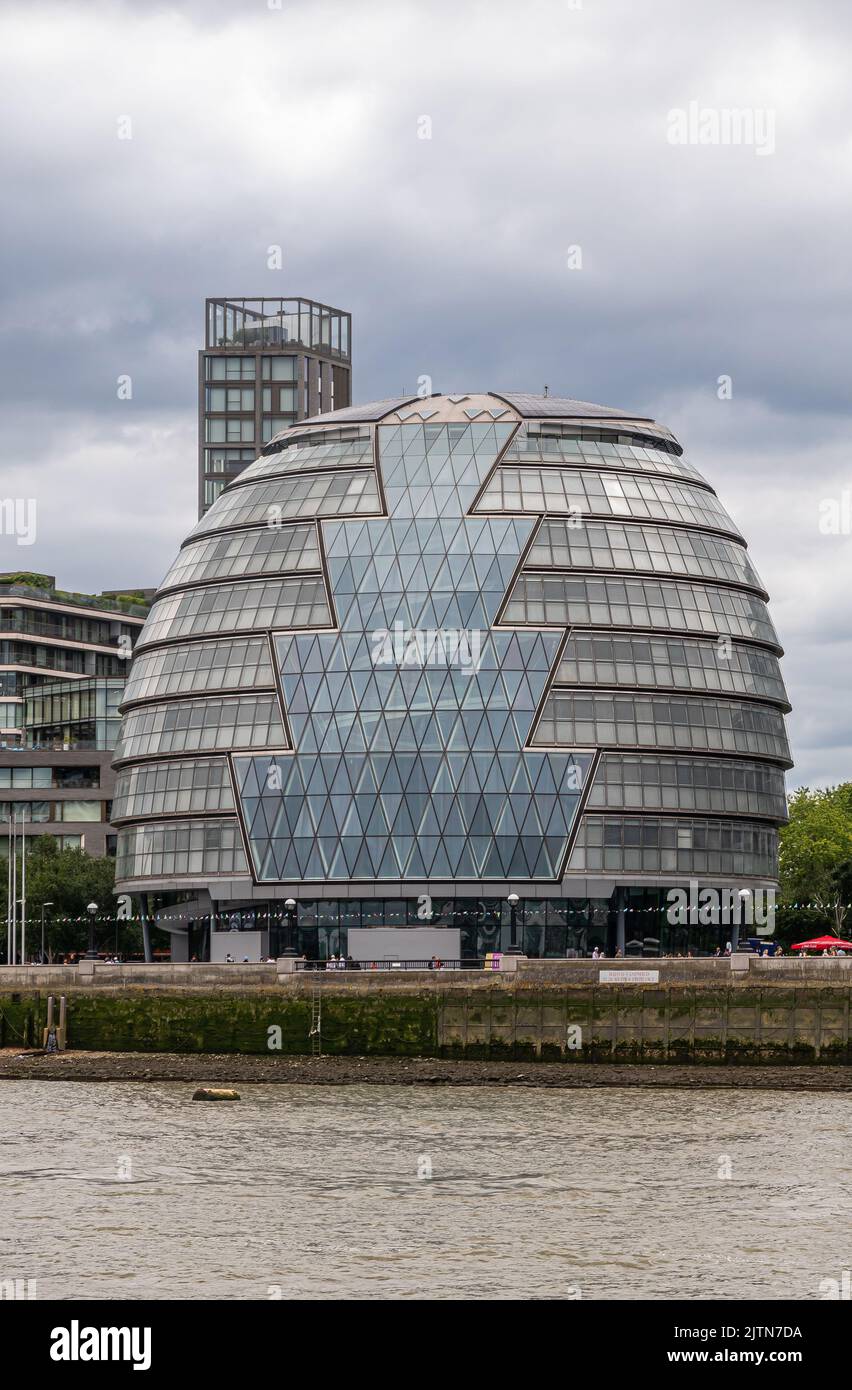 London, England, UK July 6, 2022 From Thames River. New glass sphere