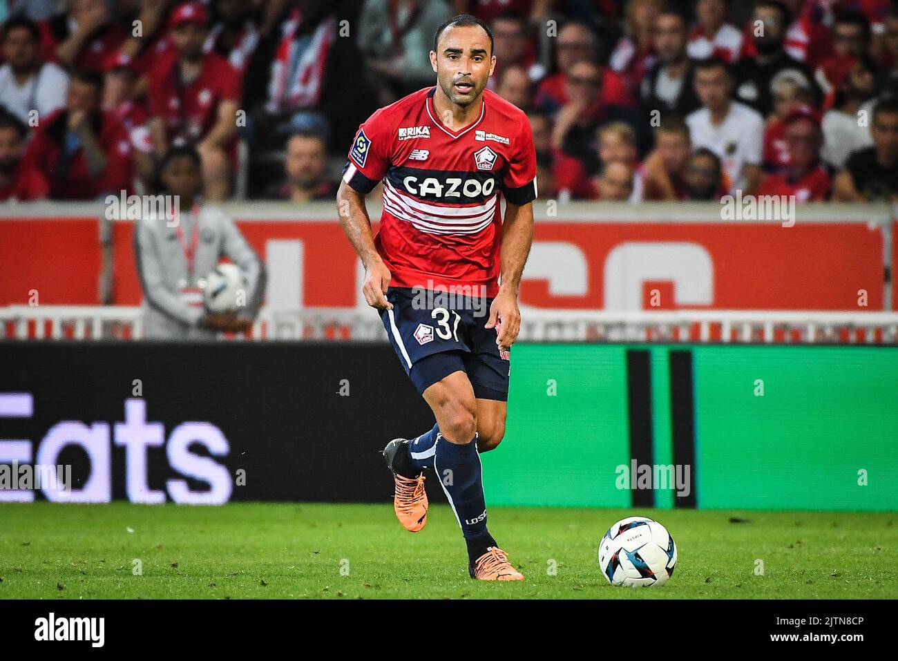 Lille, France - 31/08/2022, Ismaily GONCALVES DOS SANTOS of Lille during the French championship Ligue 1 football match between LOSC Lille and OGC Nice on August 31, 2022 at Pierre Mauroy stadium in Villeneuve-d'Ascq near Lille, France - Photo: Matthieu Mirville/DPPI/LiveMedia Stock Photo