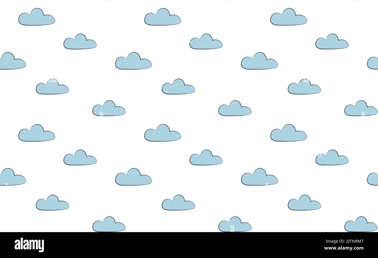 Vector pattern with cute clouds. Seamless background with illustrations for babies and kids