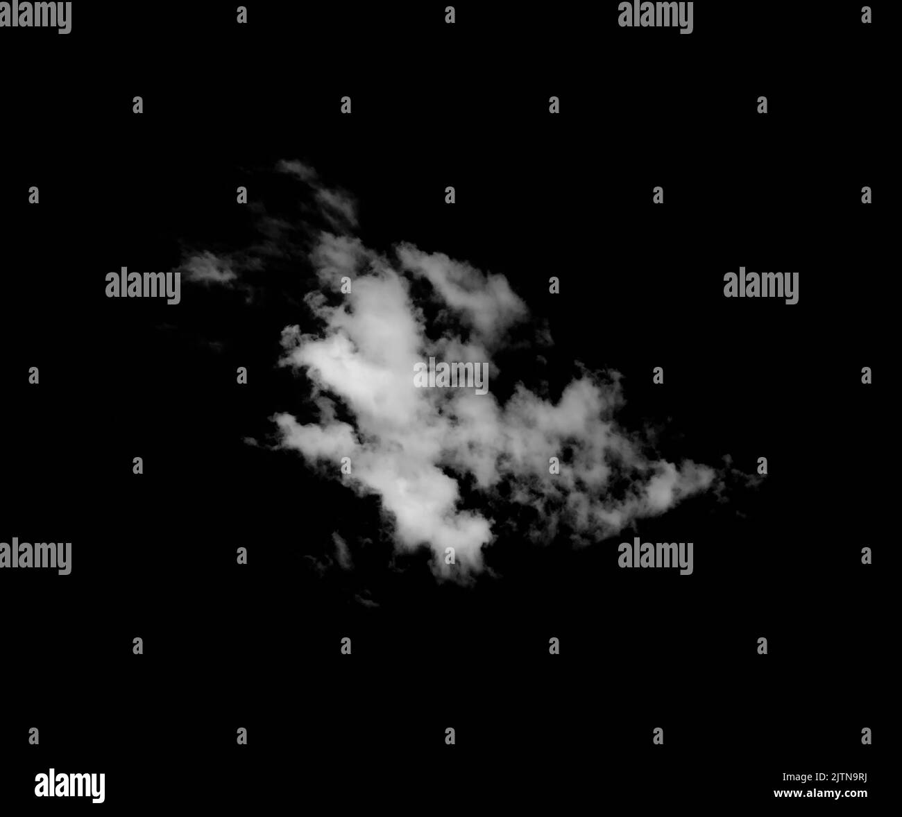 White Cloud Isolated on Black Background. Stock Photo