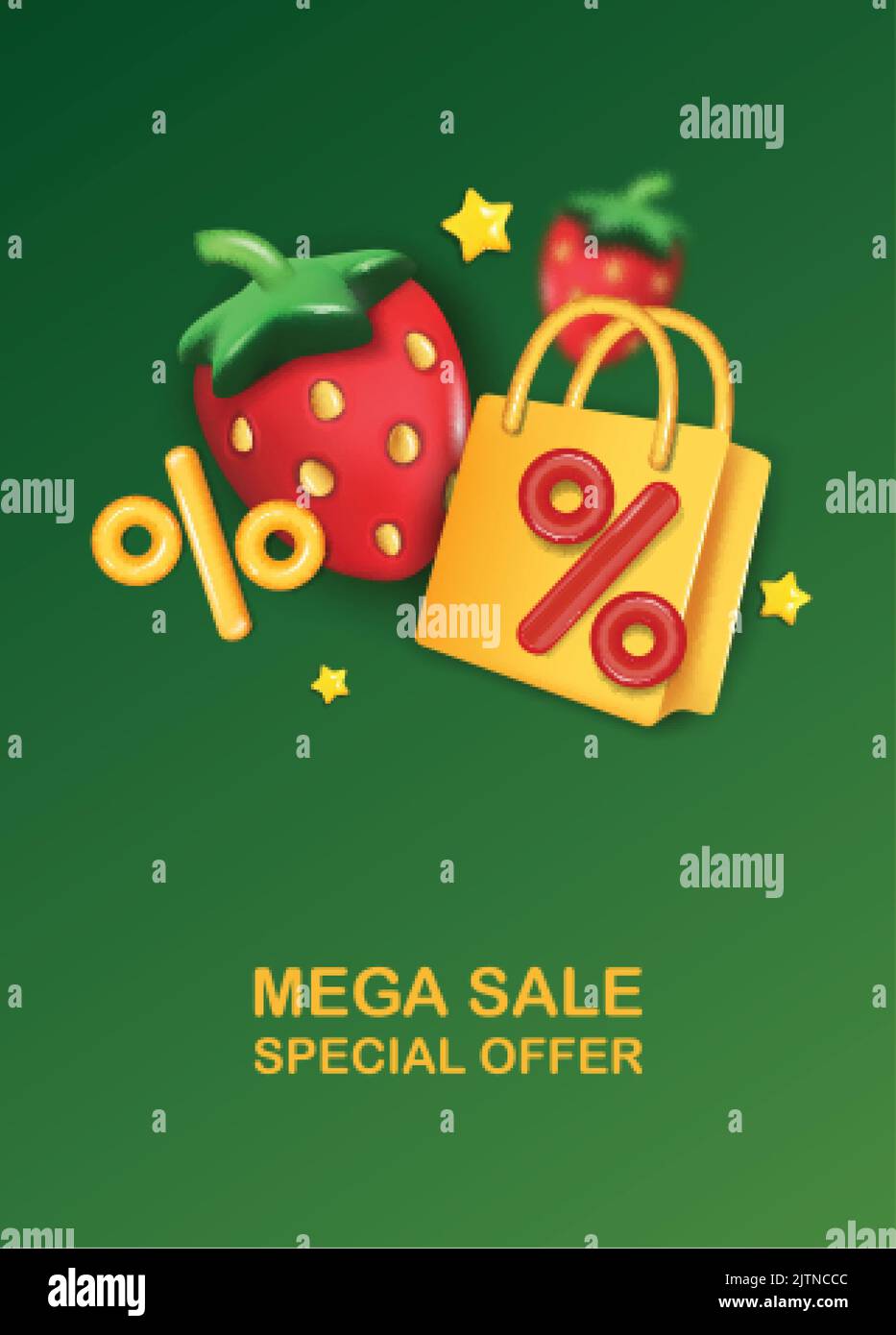Summer sale vector banner design with strawberries. Summer sale in