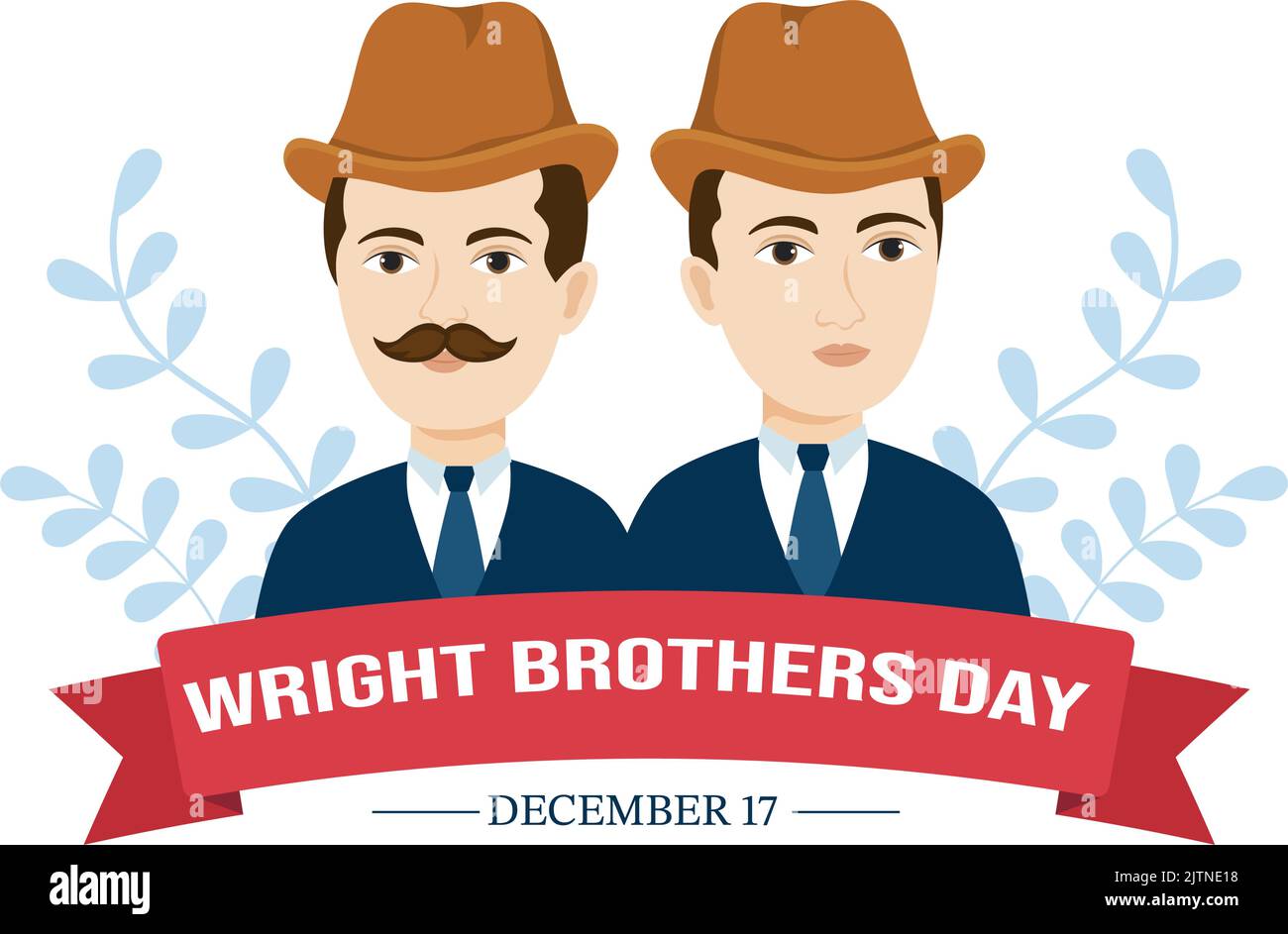 Wright Brothers Day on December 17th Template Hand Drawn Cartoon Illustration of the First Successful Flight in a Mechanically Propelled Airplane Stock Vector