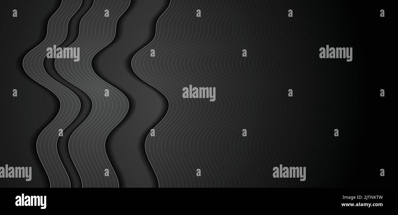 Abstract black wavy concept tech banner design. Vector background Stock ...