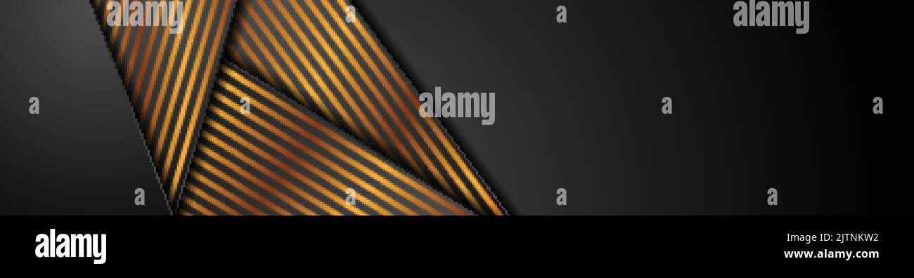 Black abstract corporate banner with bronze lines. Vector background ...