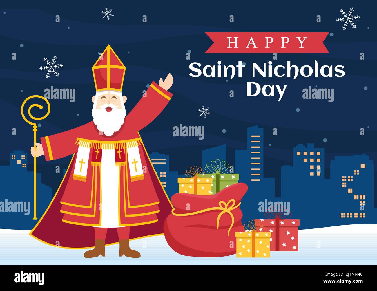 Saint Nicholas Day or Sinterklaas Celebration Template Hand Drawn