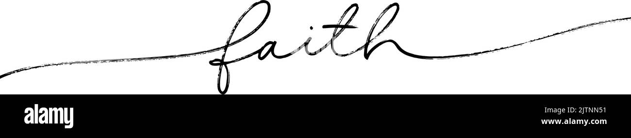 Single word Faith. Hand written line calligraphy. Stock Vector