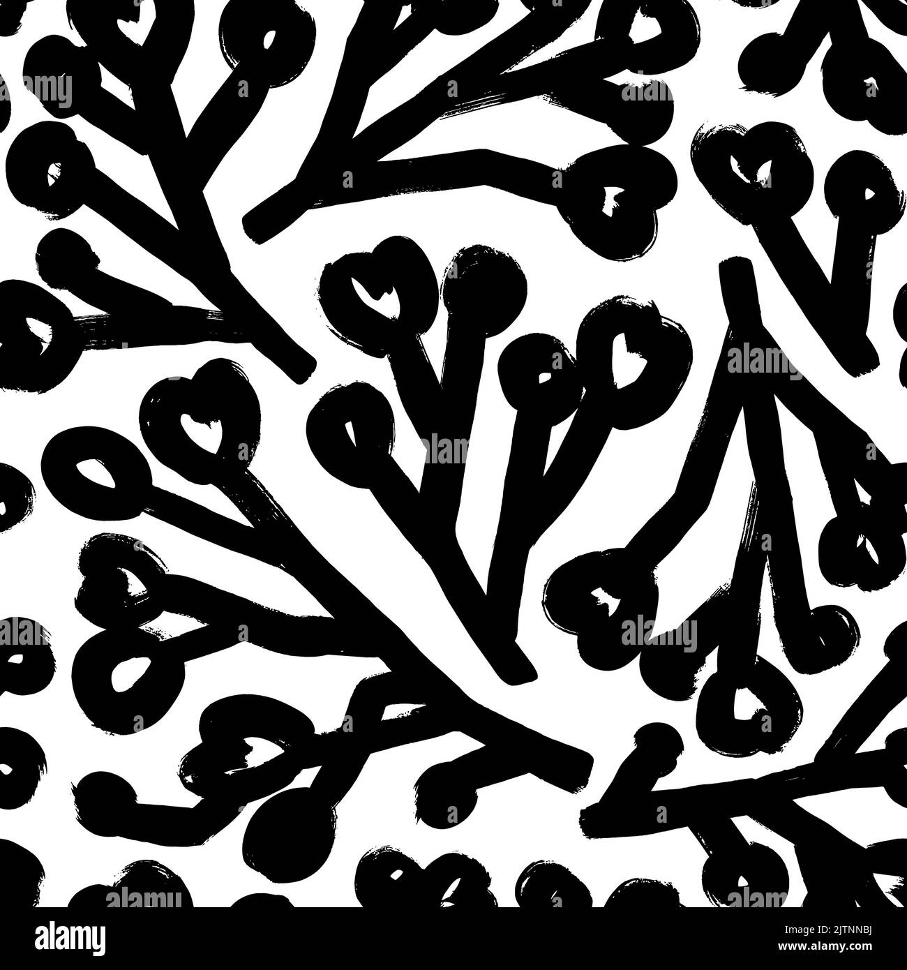 Seamless winter pattern with bold berry branches. Stock Vector