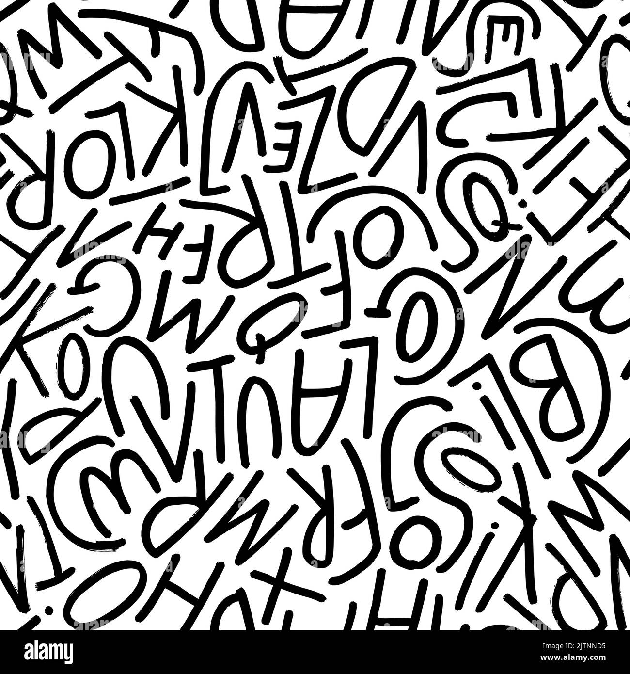 Vector seamless pattern with simple line letters. Stock Vector