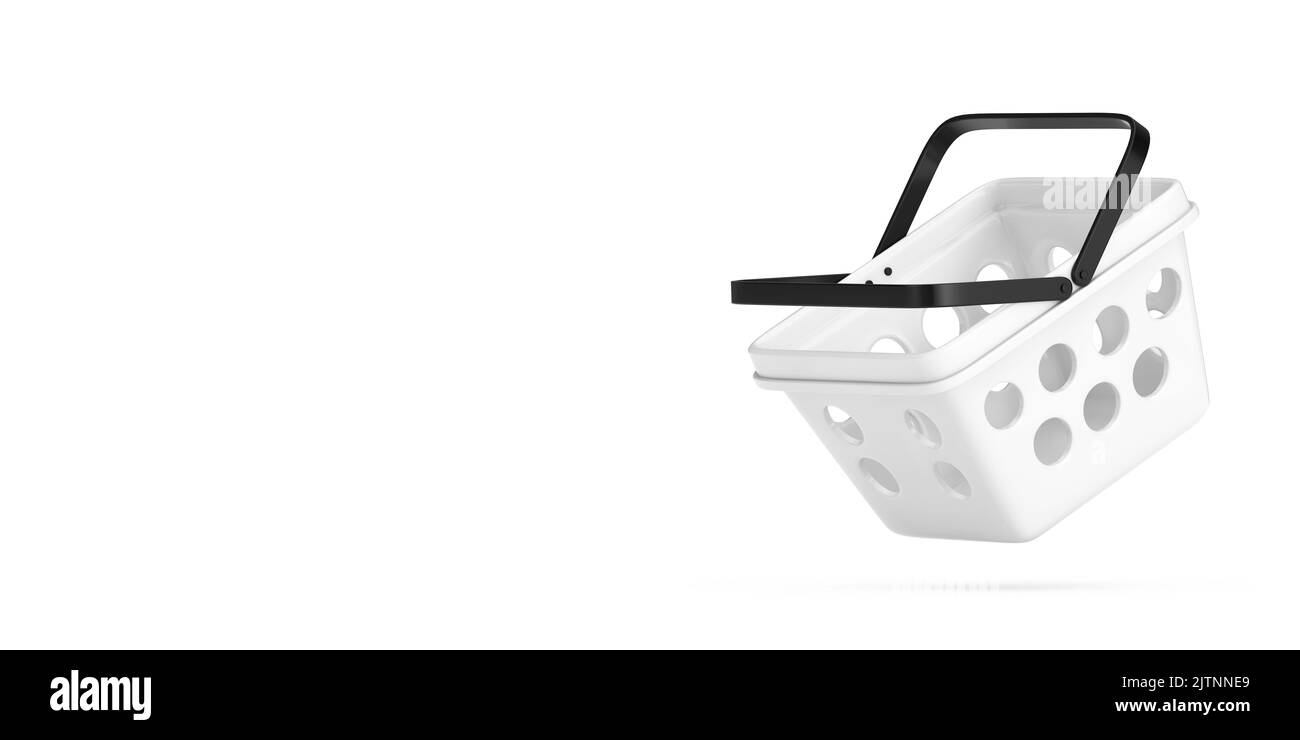 White Cartoon Minimal Style Grocery Shopping Basket on a white