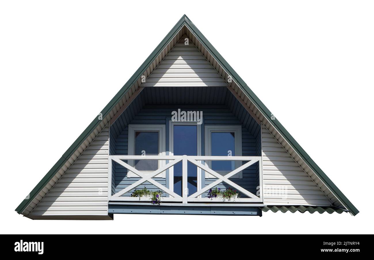 Roof of a standard  village house isolated on  white Stock Photo