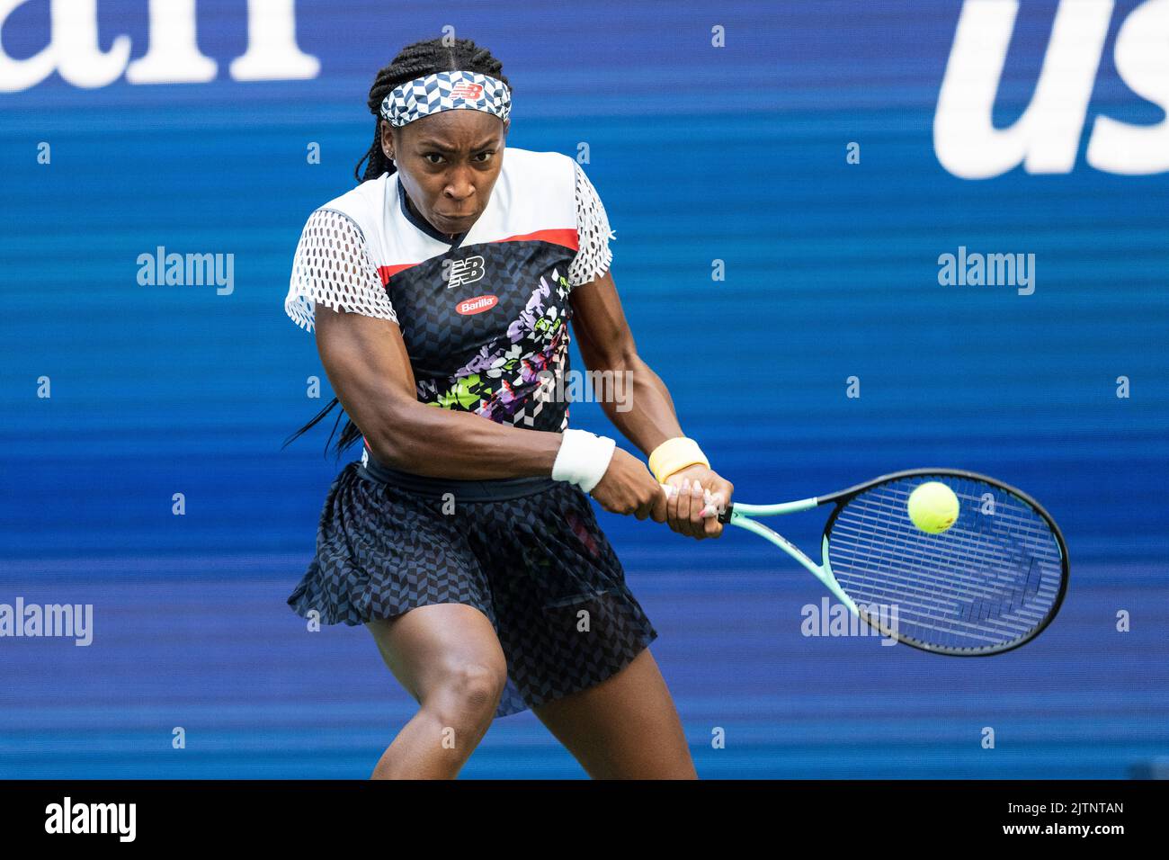 New York, NY August 31, 2022 Coco Gauff of USA returns ball during US Open Championships 2nd