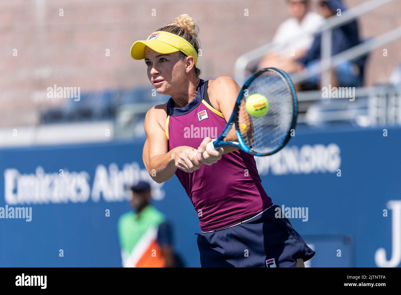 New York, NY - August 31, 2022: Elizabeth Mandlik of USA returns ball ...
