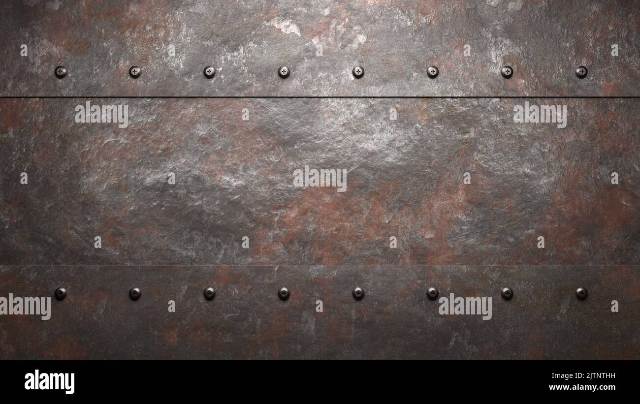 Steel textured metal sheet with heavy rust. 3d illustration Stock Photo