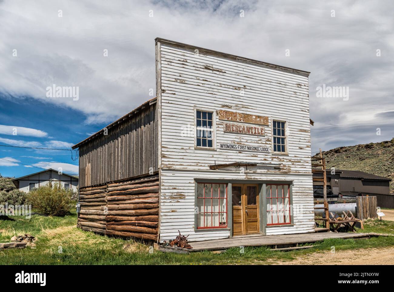 South Pass City Mercantile, Wyoming's first Masonic Lodge, in South Pass City, Wind River Range, Wyoming, USA Stock Photo