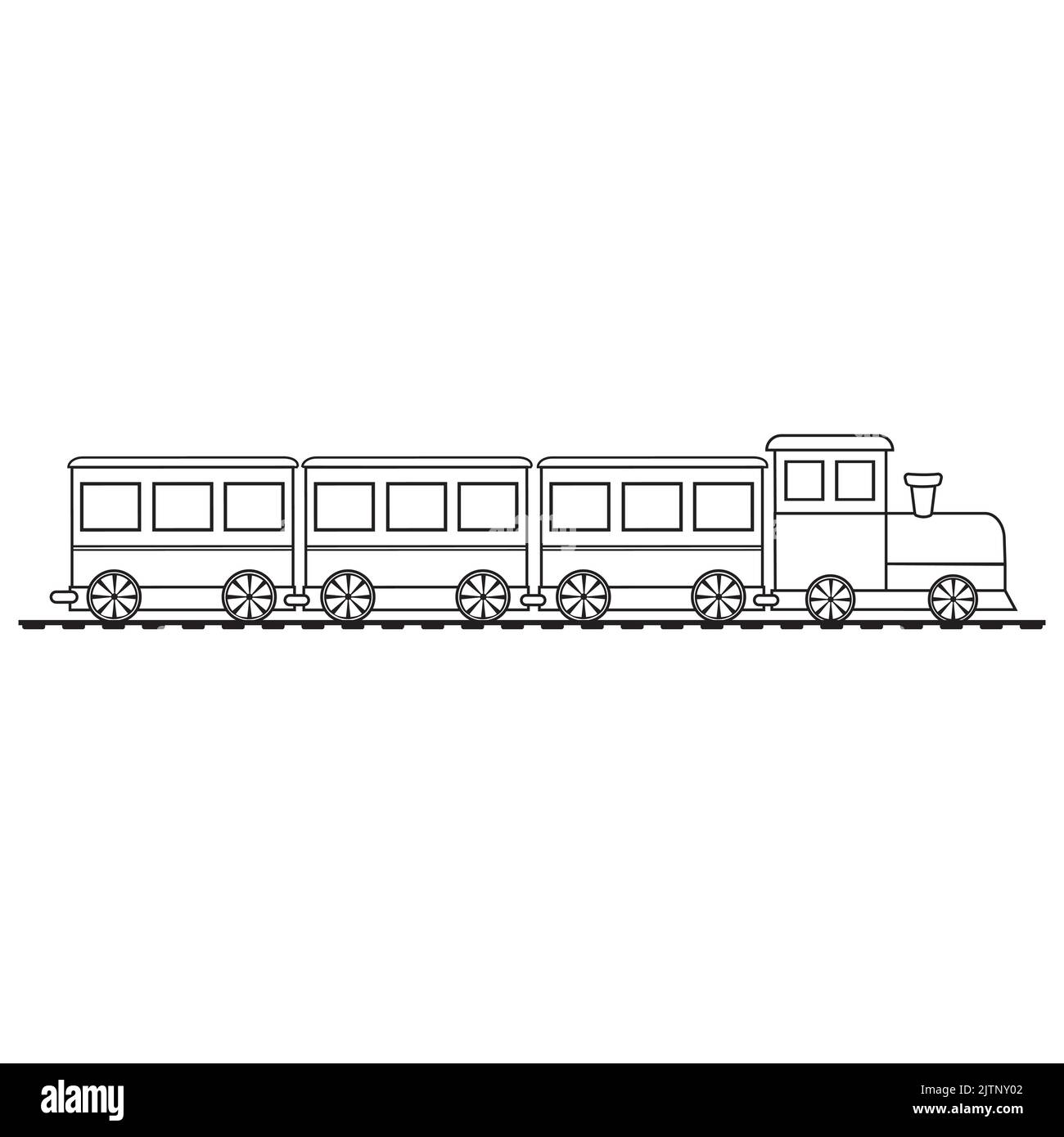 Coloring book for kids train, black contour line, vector isolated doodle illustration. Stock Vector