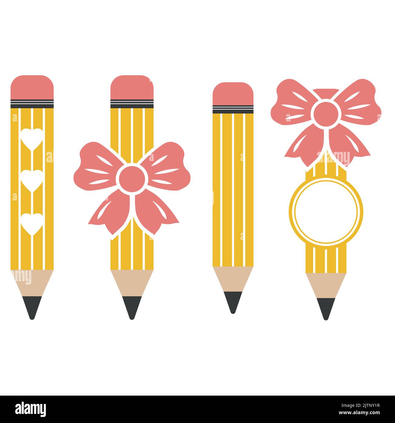 Pencil decorated with ribbon, color vector isolated illustration Stock