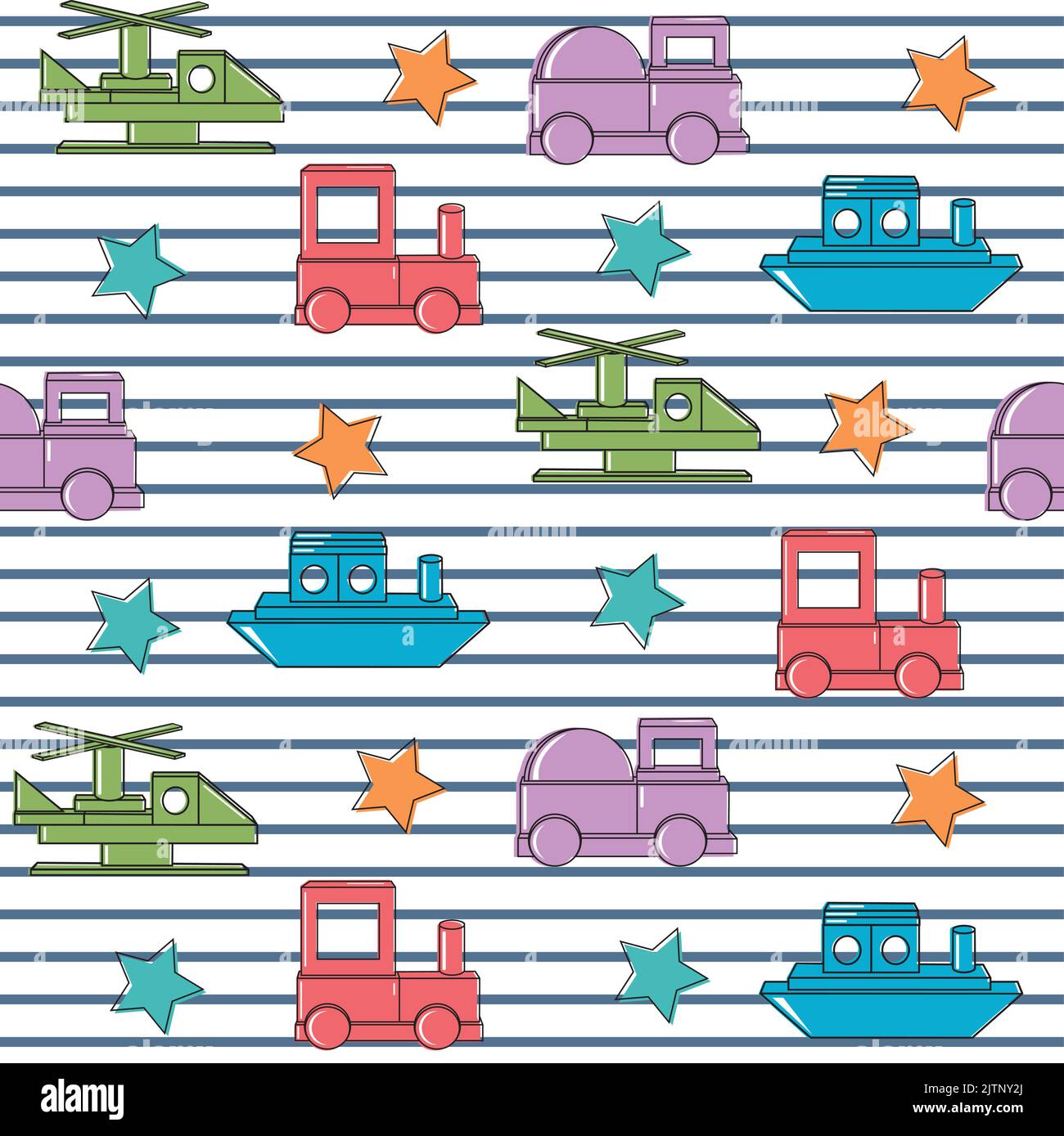 Transport pattern made of colored wooden cubes, vector isolated ...