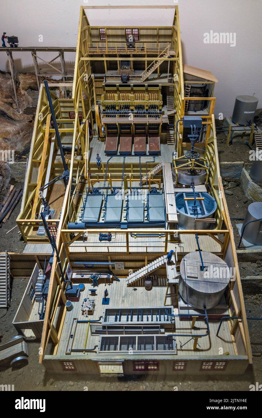 Model of Carissa Mill building, display at Houghton Cotter Store, 1874, interpretative center in South Pass City, Wind River Range, Wyoming, USA Stock Photo