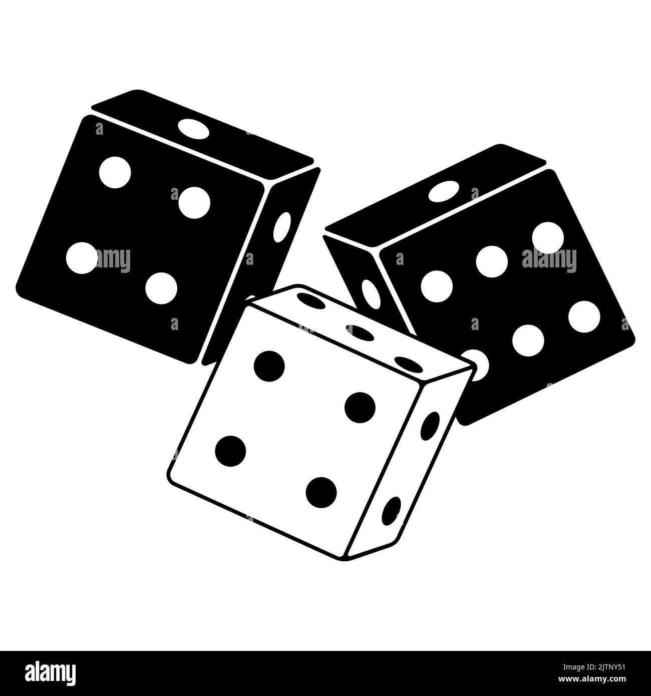 Dice, cubes, vector illustration outline icon isolated on white