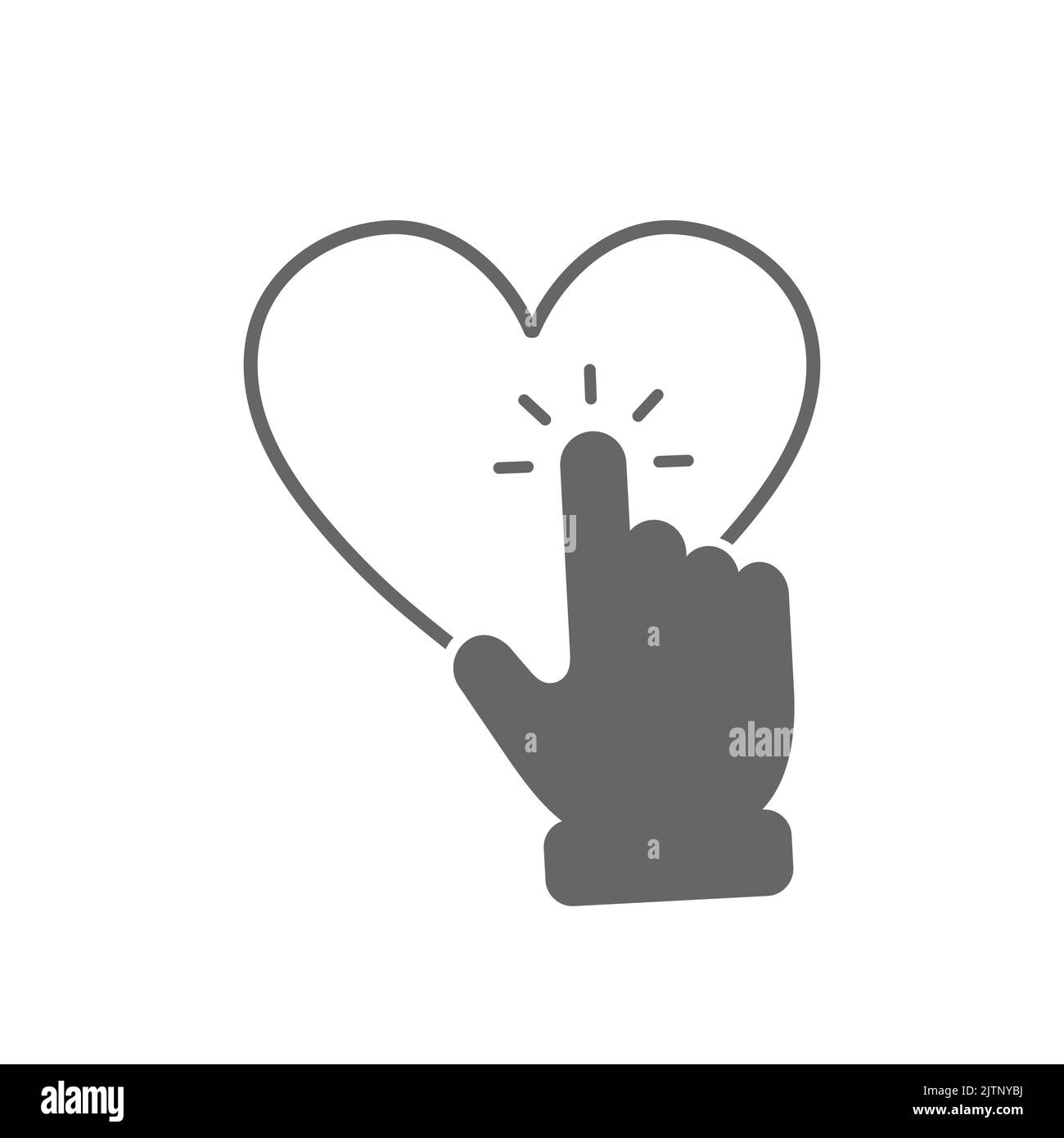 Cursor icon click on the heart icon. The arrow points to the heart icon ...