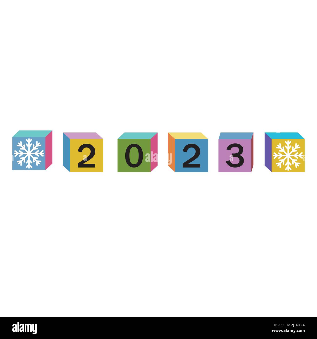 Figure 2023 of colored cubes, Christmas holiday, color vector isolated