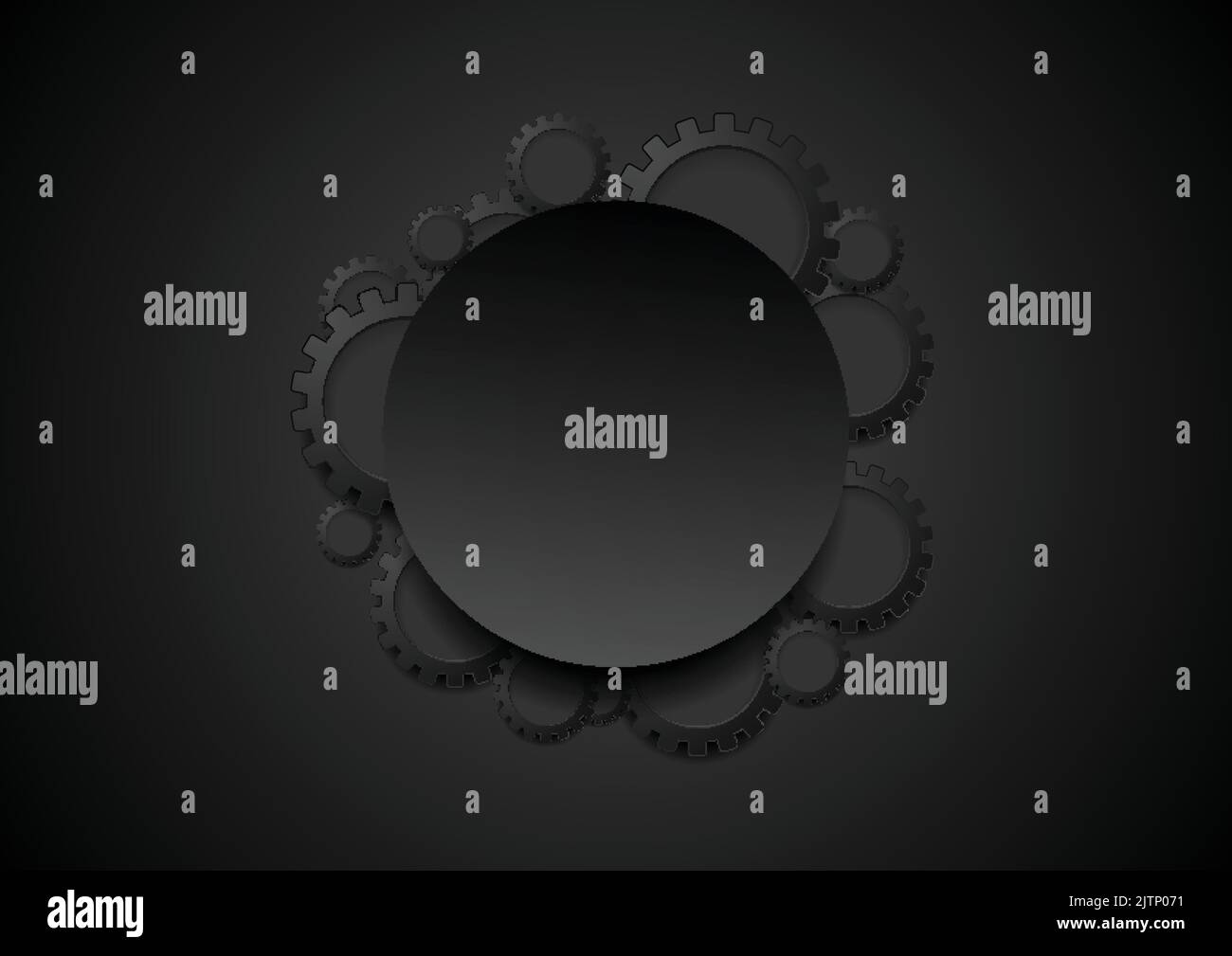 Abstract tech black gears and blank circle concept background. Vector ...