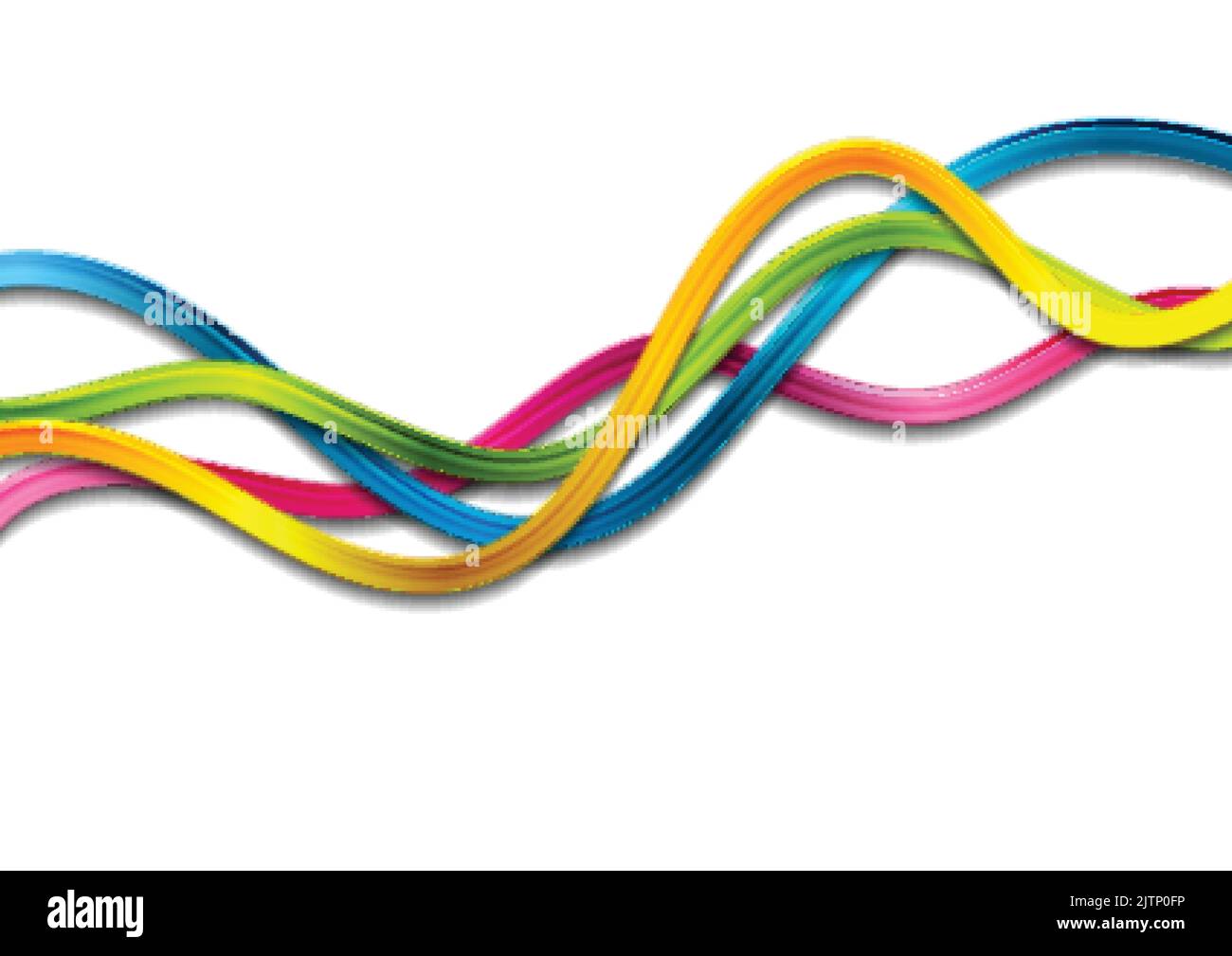 Colorful glossy abstract waves on white background. Vector design Stock Vector
