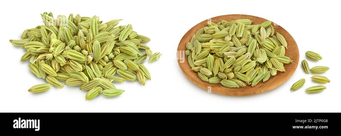 Dried fennel seeds isolated on white background with full depth of
