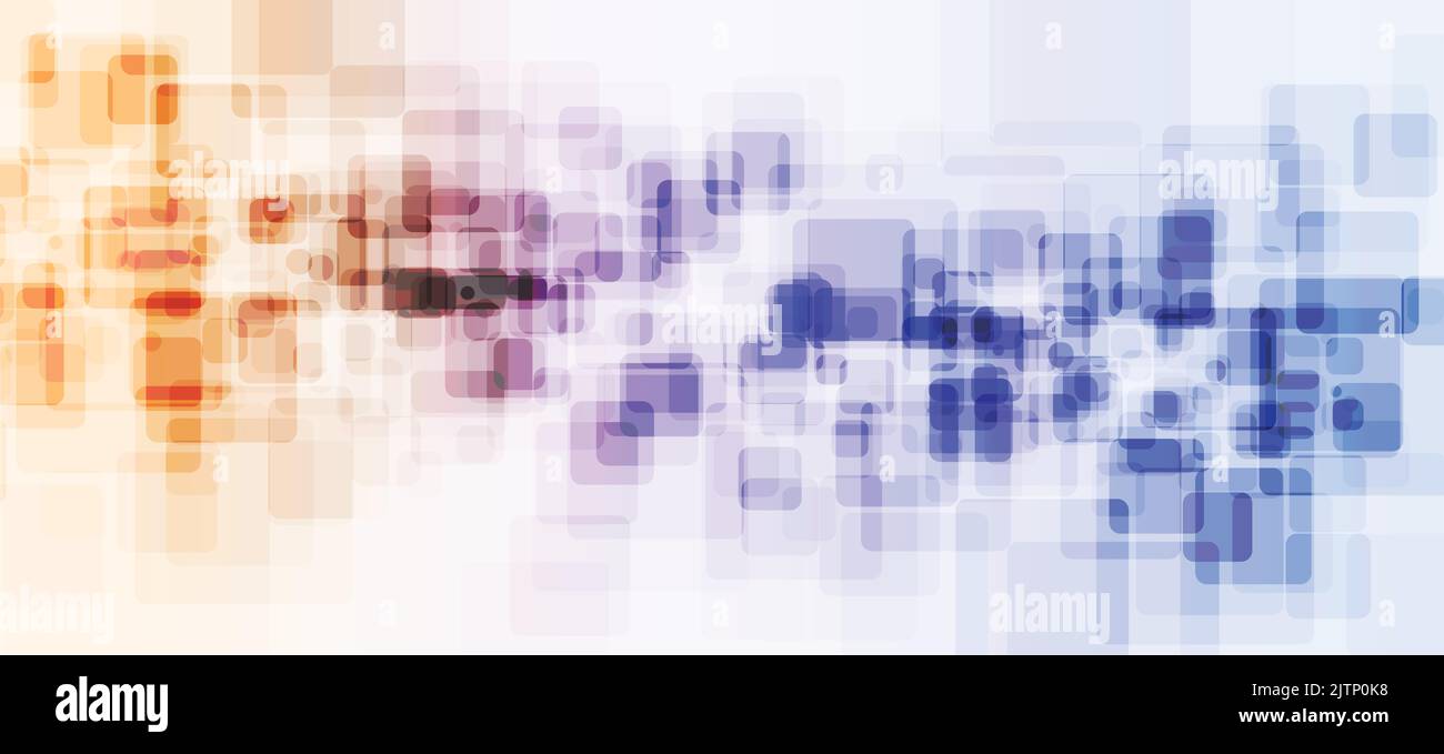 Abstract tech blue and orange squares geometric background. Vector design Stock Vector