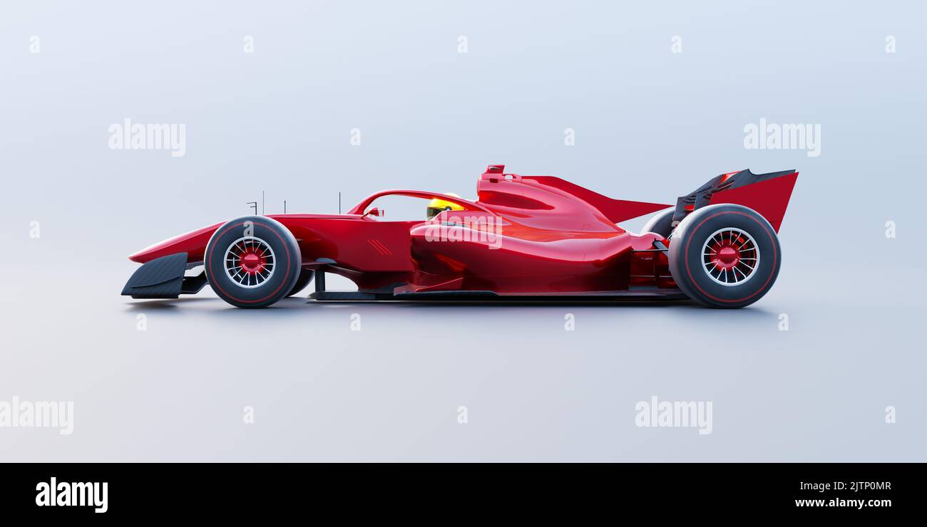 Red race car with no brand name is designed and illustration of my own. 3D rendering Stock Photo