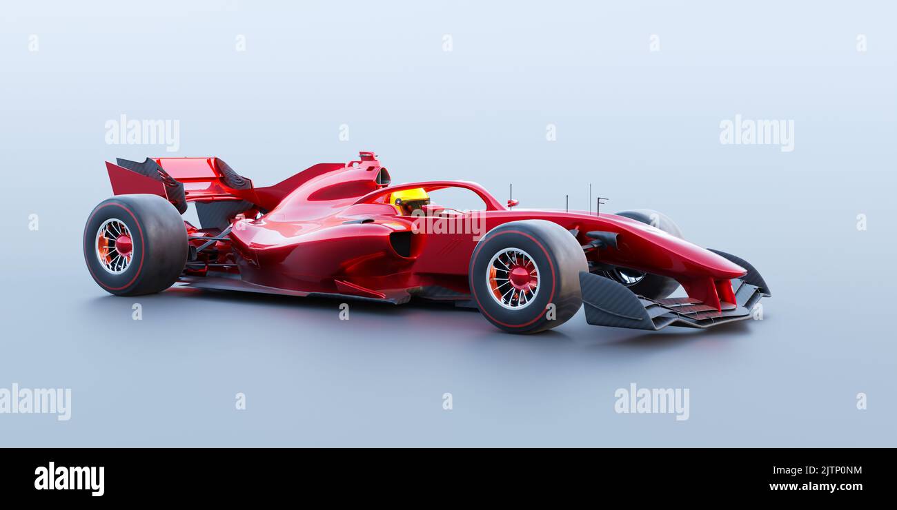 Red race car with no brand name is designed and illustration of my own. 3D rendering Stock Photo