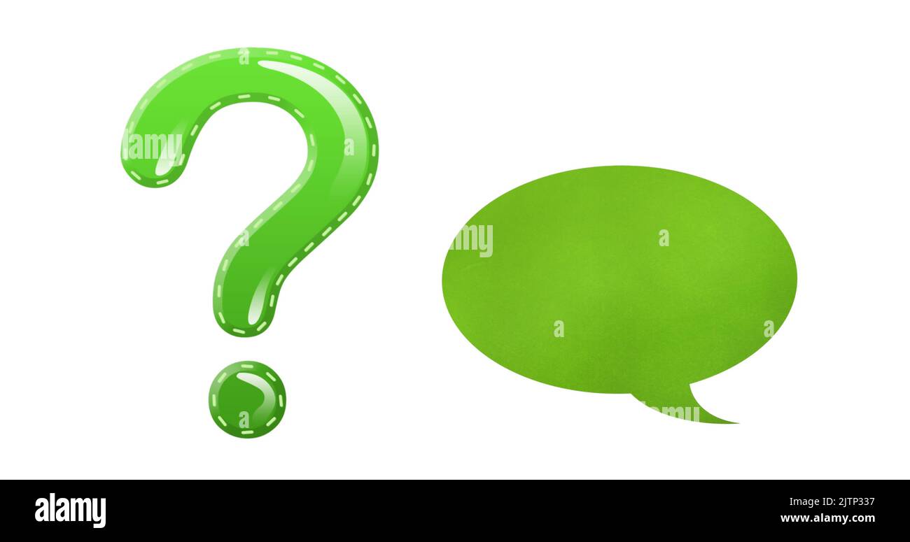 Image of speech bubble and question mark on white background Stock