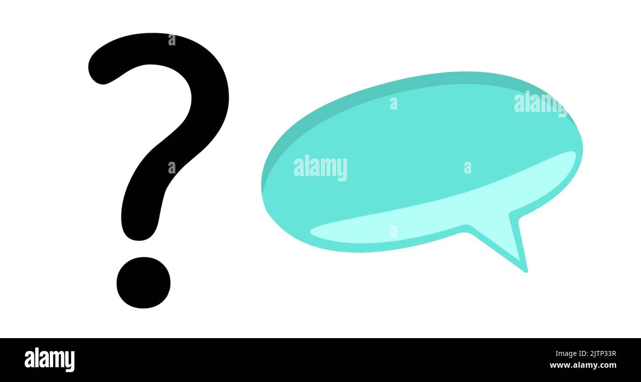 Image of speech bubble and question mark on white background Stock