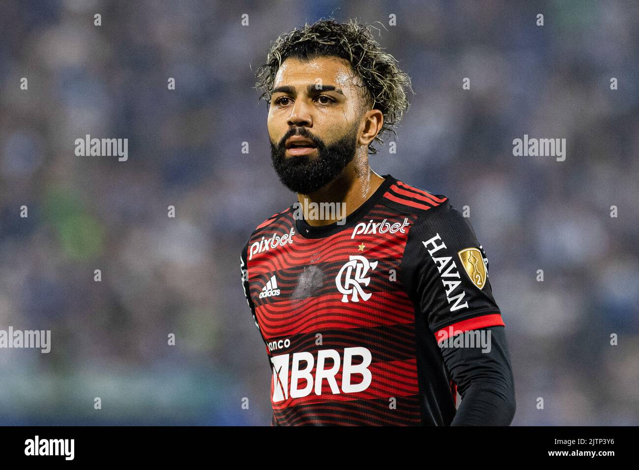 Buenos Aires, Argentina. 31st Aug, 2022. Gabriel Barbosa of Flamengo looks on during the Copa CONMEBOL Libertadores 2022 first-leg semifinal match between Velez and Flamengo at Jose Amalfitani Stadium. Final Score; Velez 0:4 Flamengo. Credit: SOPA Images Limited/Alamy Live News Stock Photo