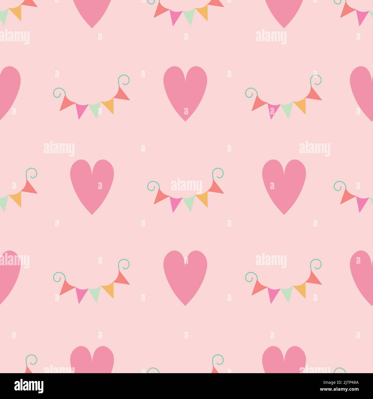 Hearts and buntings pastel pattern pastel Stock Vector