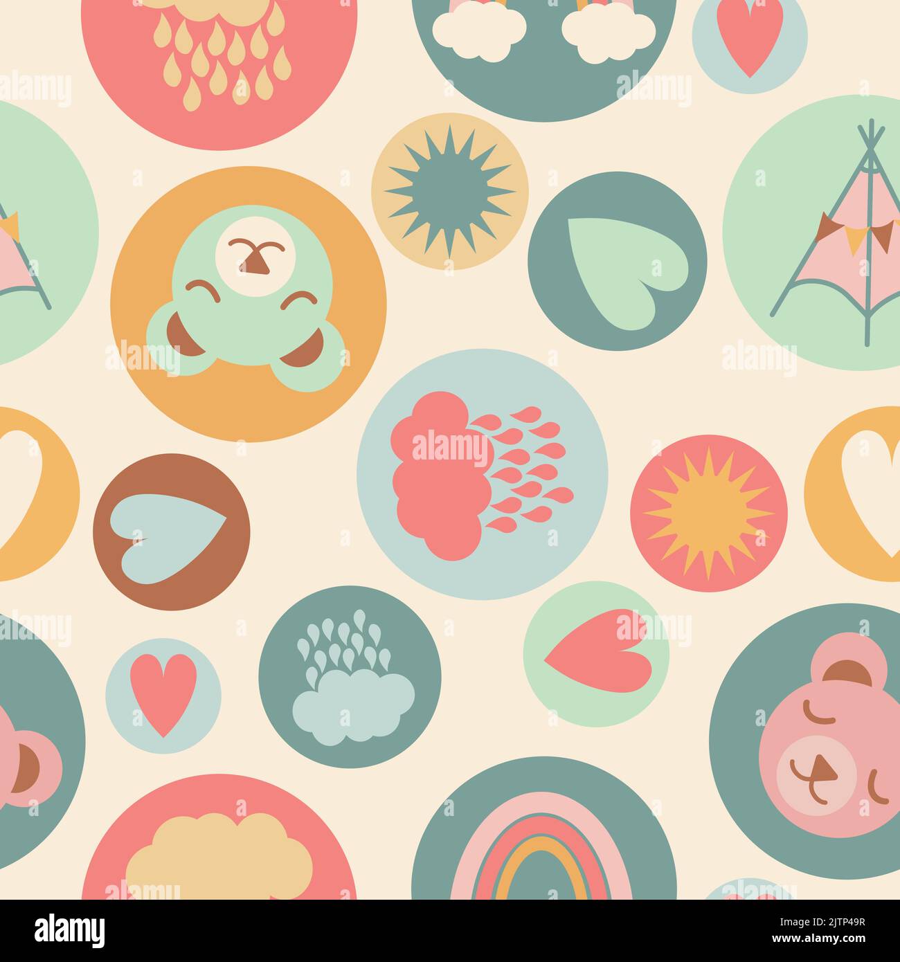 Funny kids pattern pastel colors Stock Vector