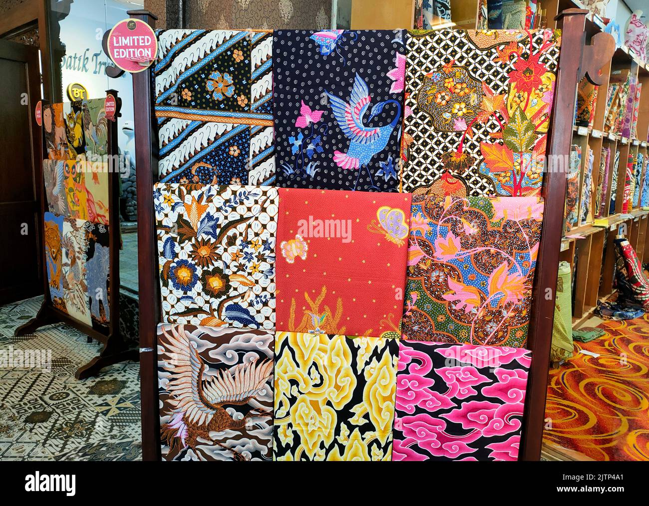 Cirebon, Indonesia-August 14, 2022: various Trusmi batik from Cirebon in a boutique Stock Photo