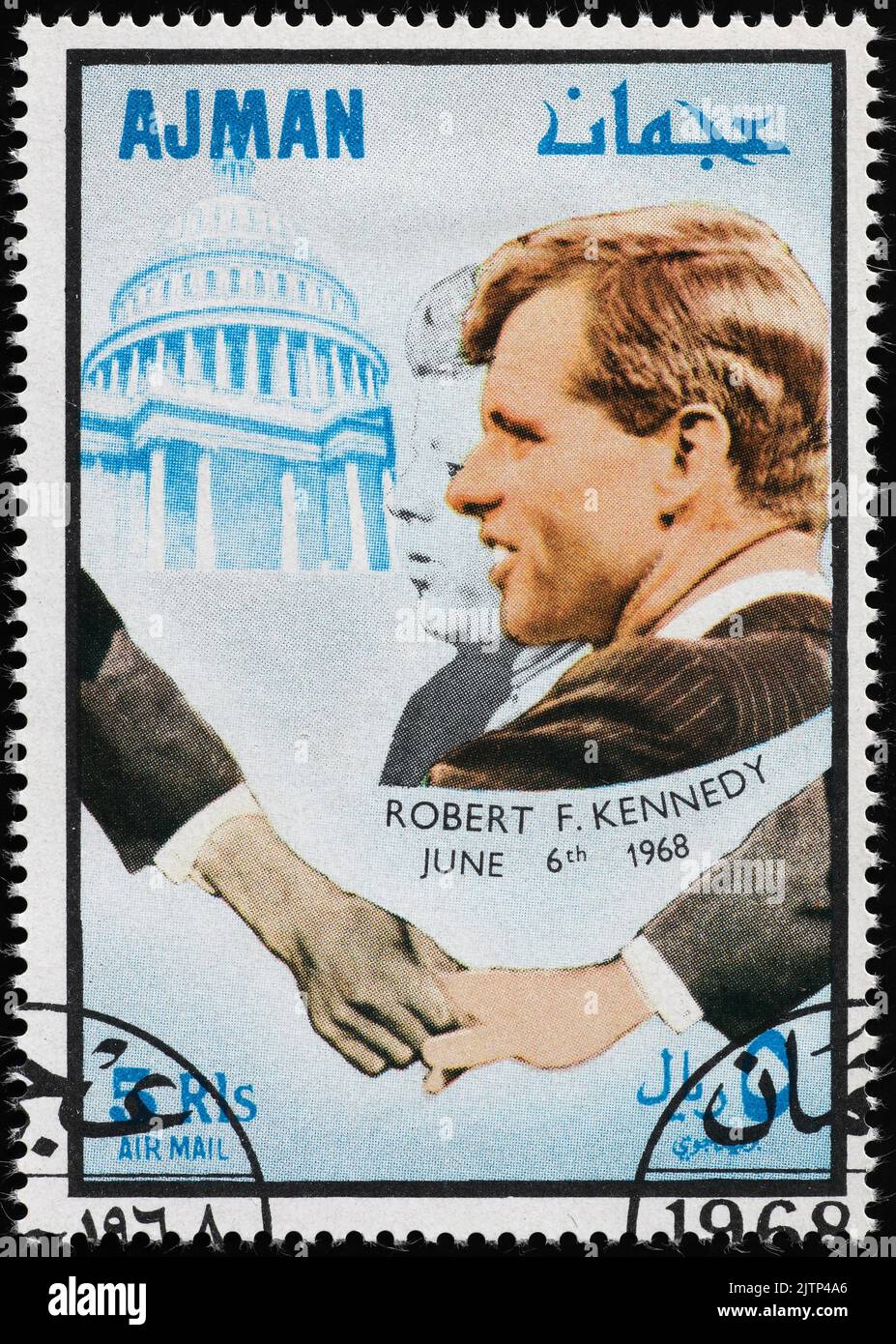 Bob Kennedy portrait on stamp Stock Photo