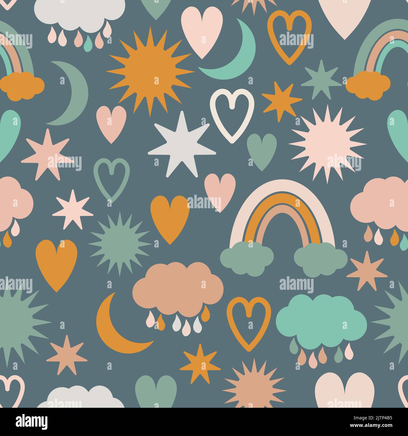 Weather symbols for kids pattern Stock Vector