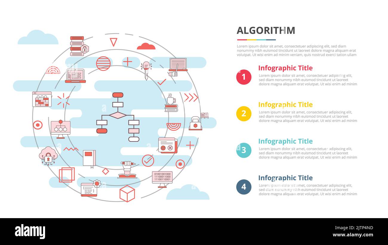 algorithm concept for infographic template banner with four point list ...
